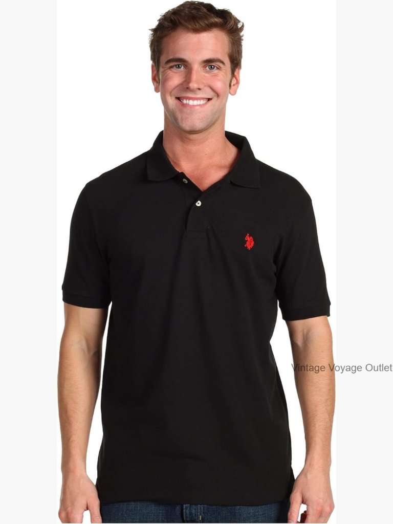 Classic Two-Button Pique Polo Shirt, Short Sleeve Golf Top